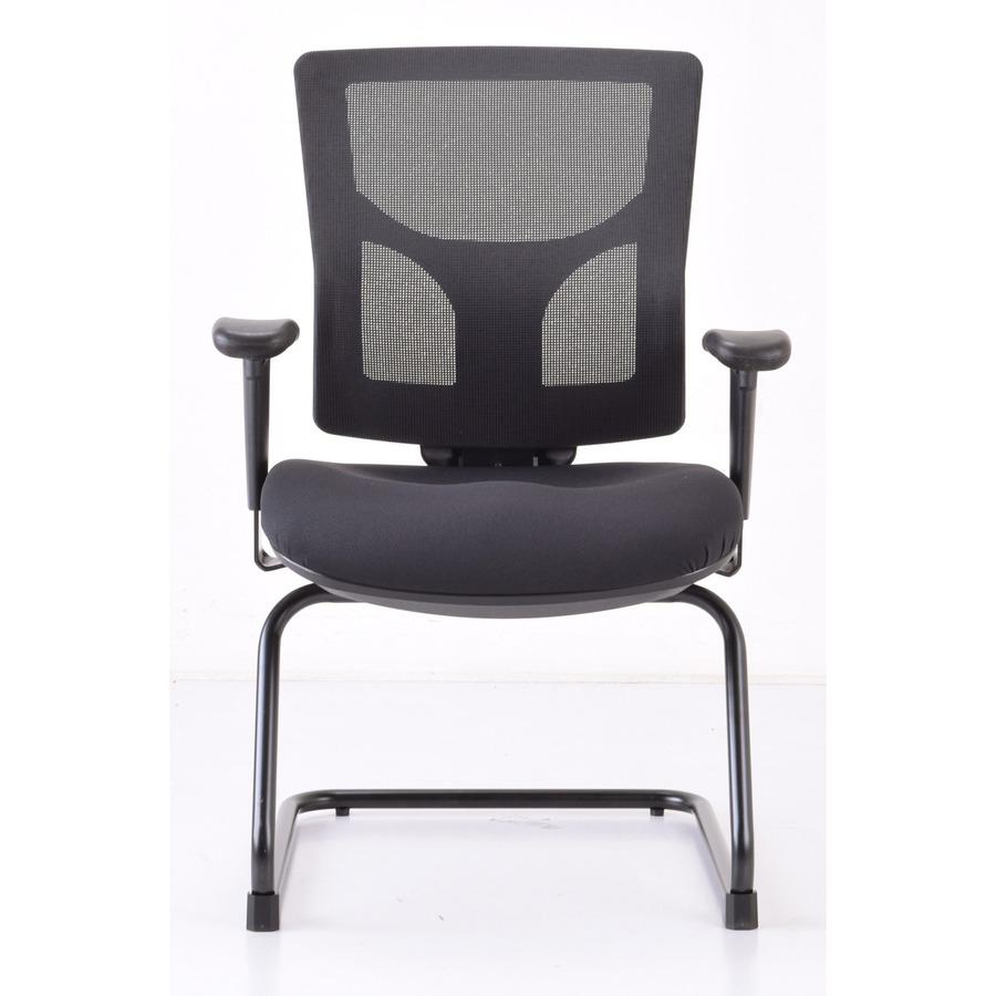 Lorell Conjure Sled Base Guest Chair - Fabric, Polyurethane Foam Seat - Mesh Back - Mid Back - Sled Base - Black - 1 Each. Picture 3