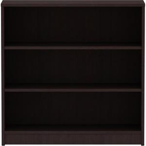 Lorell Laminate Bookcase - 36" x 12" x 36" - 3 x Shelf(ves) - Laminated, Sturdy, Contemporary Style, Square Edge, Adjustable Shelf - Espresso - Medium Density Fiberboard (MDF), Laminate - Assembly Req. Picture 4
