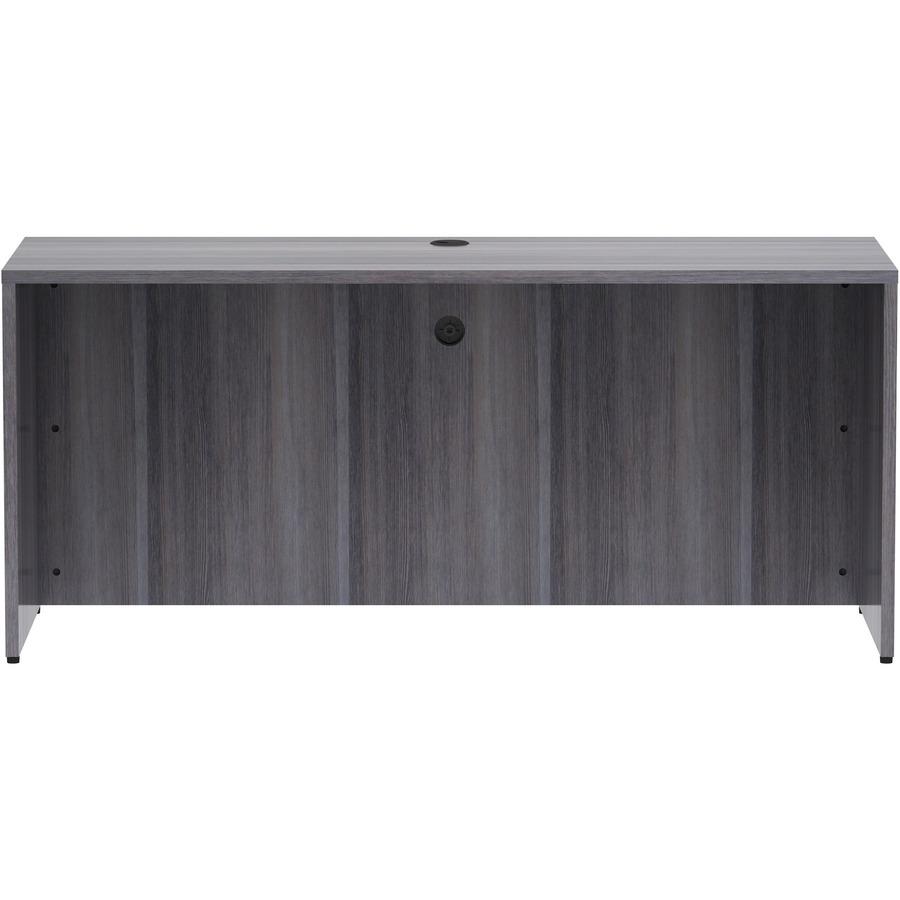 Lorell Weathered Charcoal Laminate Desking - 66" x 24" x 29.5"Credenza Shell, 1" Top - Material: Polyvinyl Chloride (PVC) Edge - Finish: Weathered Charcoal Laminate, Silver Brush. Picture 4