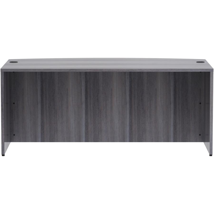 Lorell Essentials Series Bowfront Desk Shell - 72" x 41.4"29.5" Desk Shell, 1" Top - Bow Front Edge - Finish: Weathered Charcoal Laminate. Picture 3