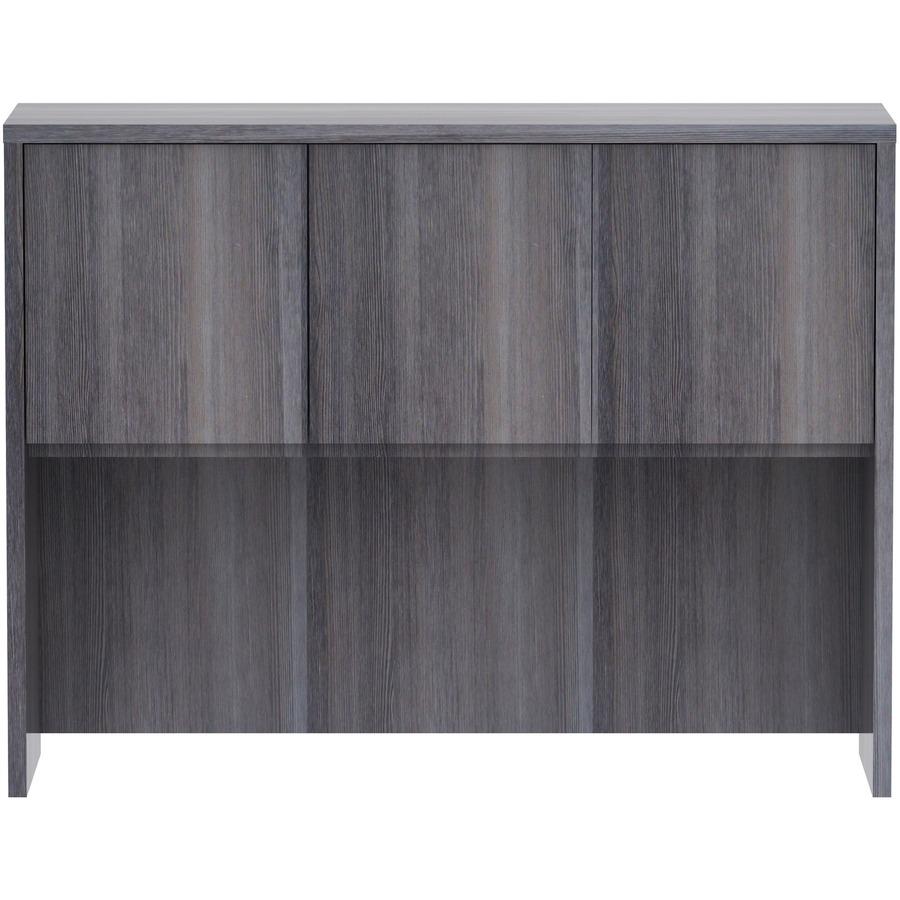 Lorell Essentials Series Stack-on Hutch with Doors - 48" x 15"36" - 3 Door(s) - Finish: Weathered Charcoal Laminate. Picture 3