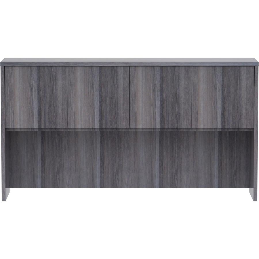 Lorell Weathered Charcoal Laminate Desking - 66" x 15" x 36" - Drawer(s)4 Door(s) - Material: Polyvinyl Chloride (PVC) Edge - Finish: Weathered Charcoal Laminate. Picture 4