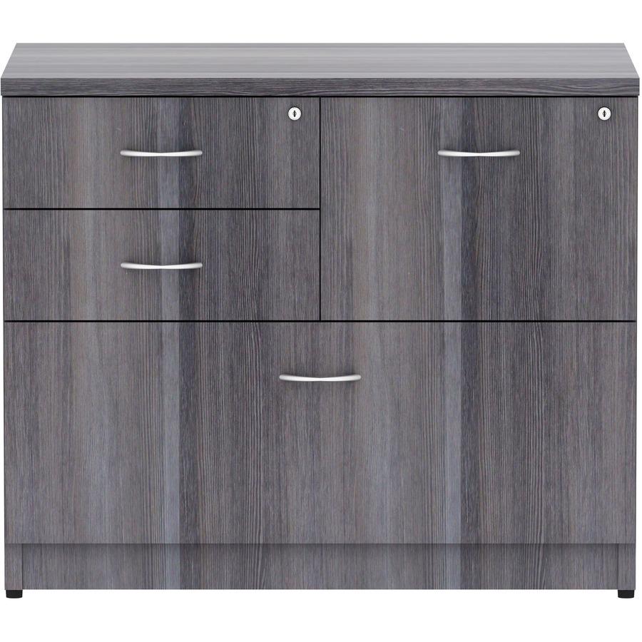 Lorell Essentials Series Box/Box/File Lateral File - 35.5" x 22"29.5" Lateral File, 1" Top - 4 x File, Box Drawer(s) - Finish: Weathered Charcoal Laminate. Picture 3