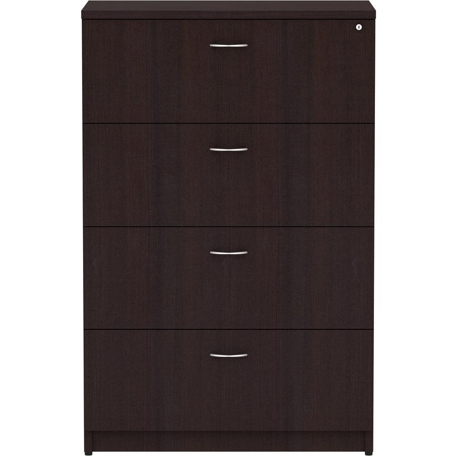 Lorell Essentials Series 4-Drawer Lateral File - 35.5" x 22"54.8" Lateral File, 1" Top - 4 x File Drawer(s) - Finish: Espresso Laminate. Picture 3