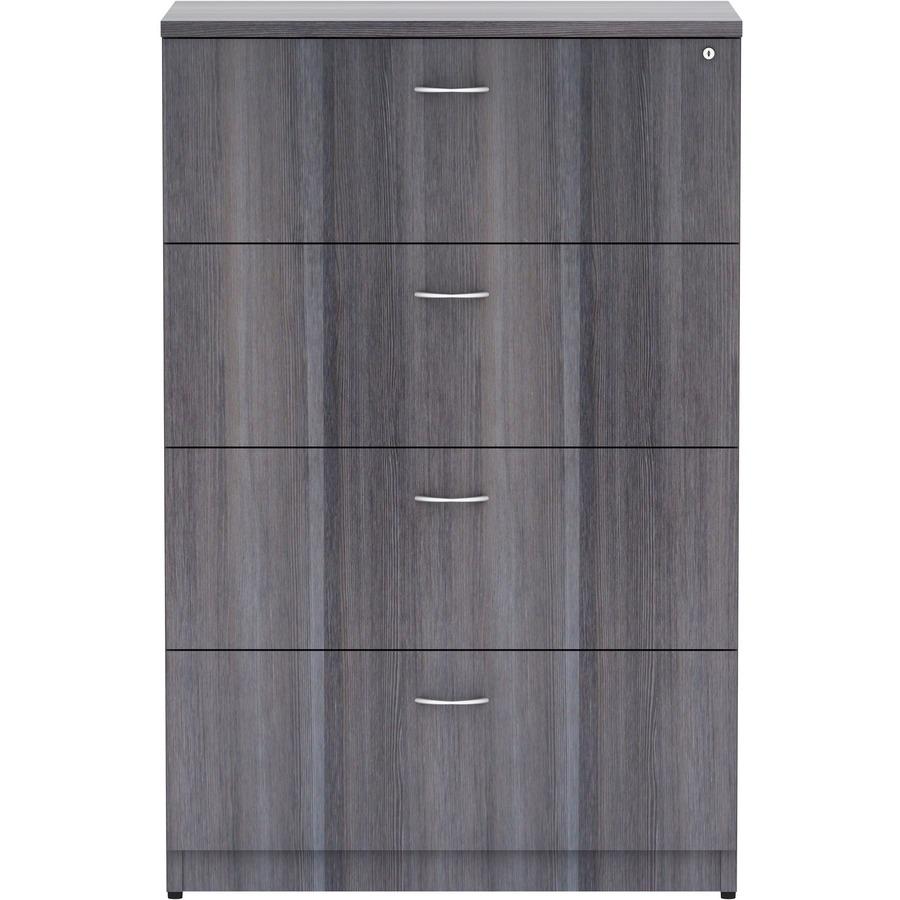 Lorell Essentials Series 4-Drawer Lateral File - 35.5" x 22"54.8" Lateral File, 1" Top - 4 x File Drawer(s) - Finish: Weathered Charcoal Laminate. Picture 3