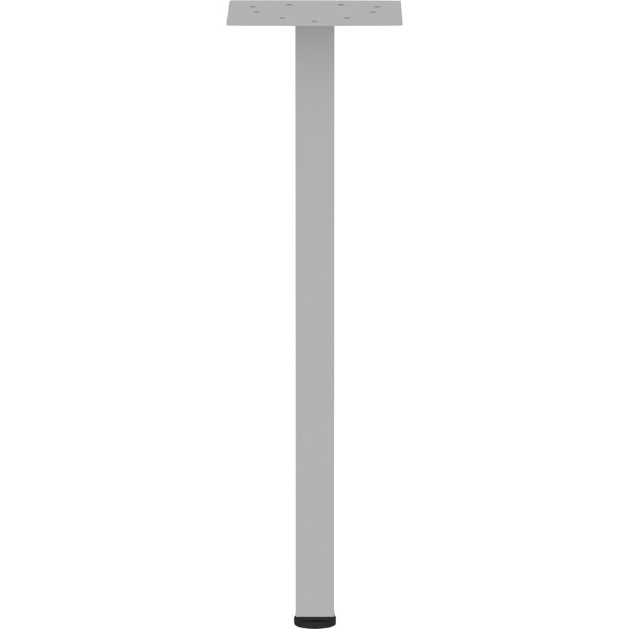 Lorell Relevance Series Offset Square Leg - Powder Coated Silver Square Leg Base - 28.50" Height x 7.87" Width - Assembly Required - 1 Each. Picture 3