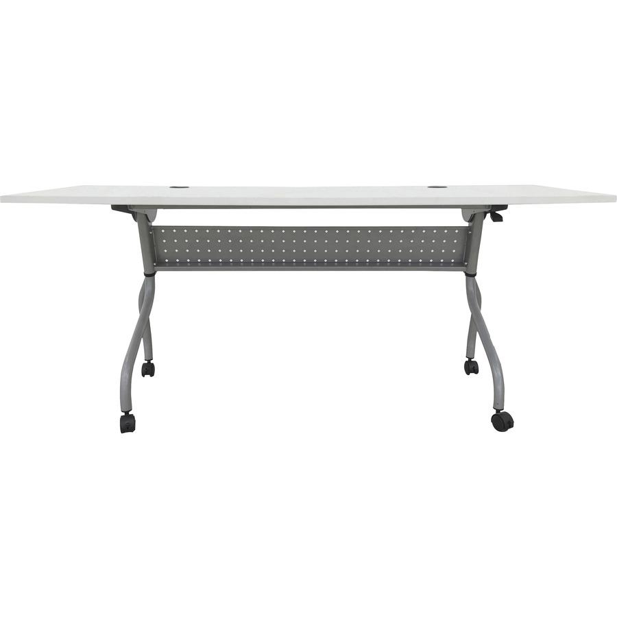 Lorell Flip Top Training Table - White Top - Silver Base - 4 Legs - 23.60" Table Top Length x 72" Table Top Width - 29.50" HeightAssembly Required - Melamine Top Material - 1 Each. Picture 5