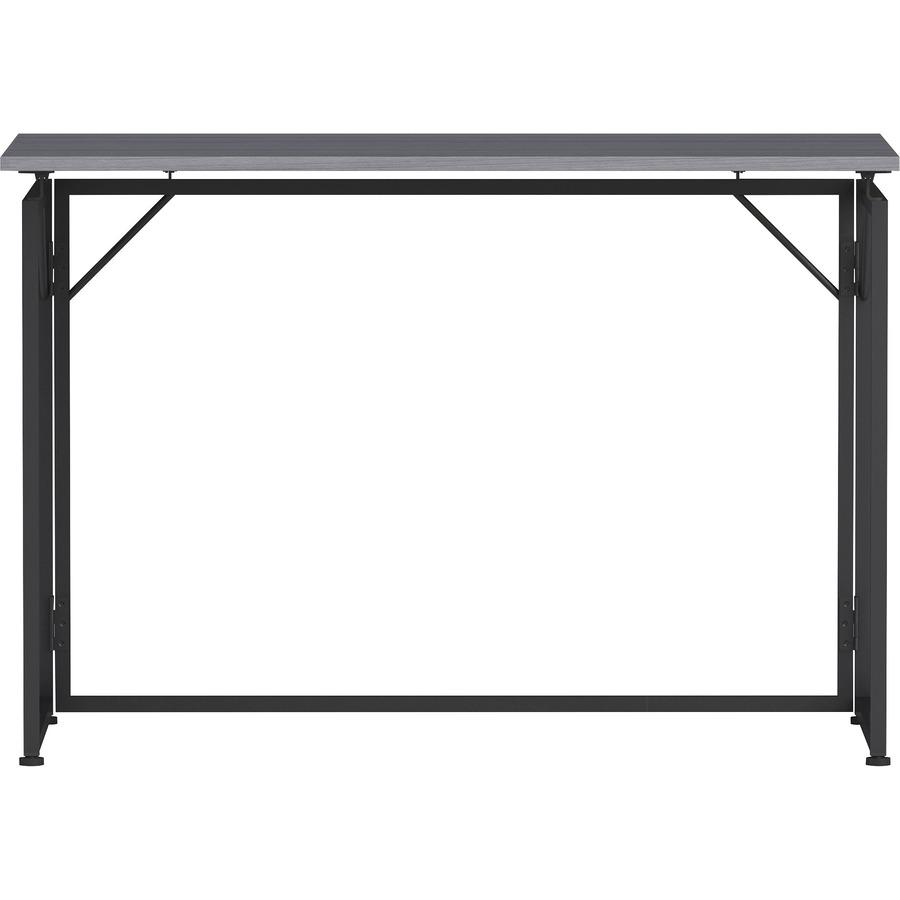 Lorell Folding Desk - Weathered Charcoal Laminate Rectangle Top - Black Base x 43.30" Table Top Width x 23.62" Table Top Depth - 30" Height - Assembly Required - Gray. Picture 7