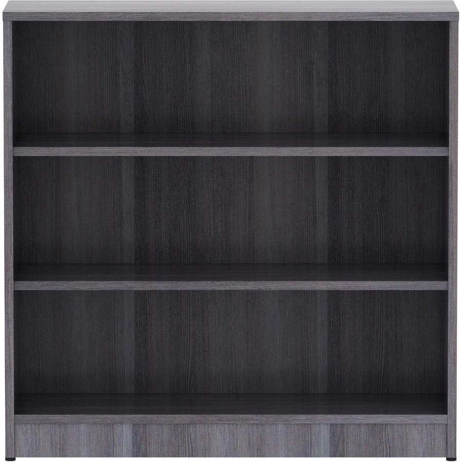 Lorell Laminate Bookcase - 36" x 12" x 36" - 3 x Shelf(ves) - Sturdy, Laminated, Contemporary Style, Square Edge, Adjustable Feet - Weathered Charcoal - Medium Density Fiberboard (MDF) - Assembly Requ. Picture 3