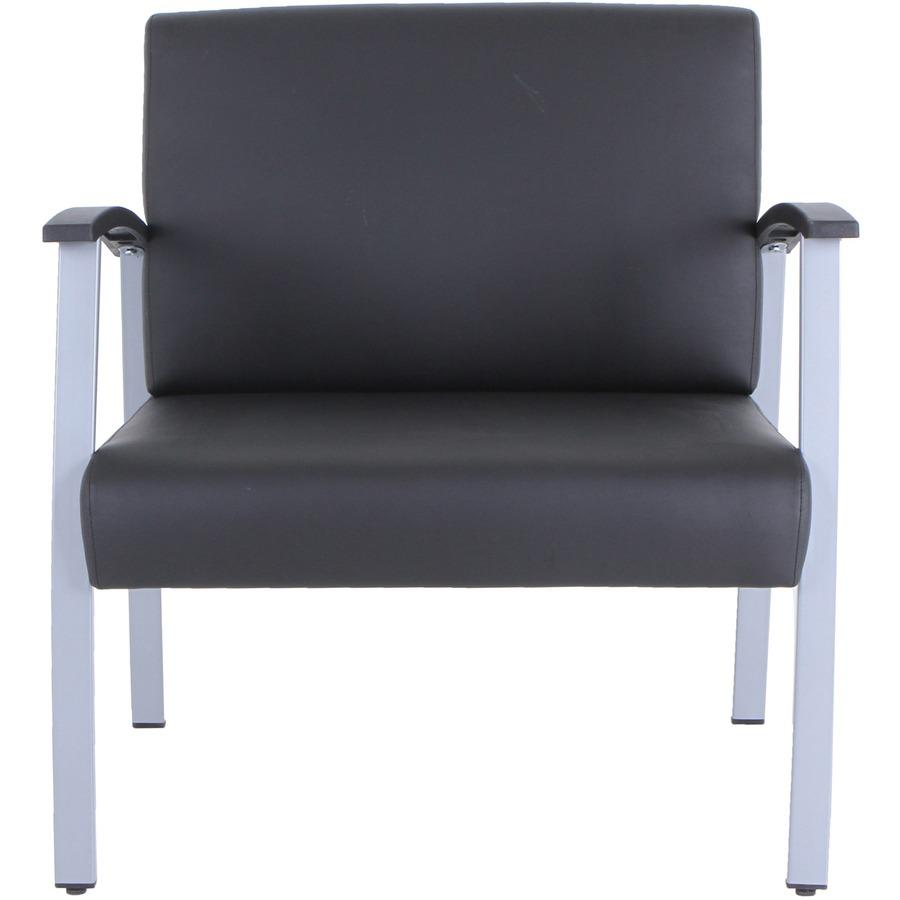 Lorell Healthcare Reception Big & Tall Antimicrobial Guest Chair - Vinyl Seat - Vinyl Back - Powder Coated Silver Steel Frame - Four-legged Base - Black, Silver - Armrest - 1 Each. Picture 5