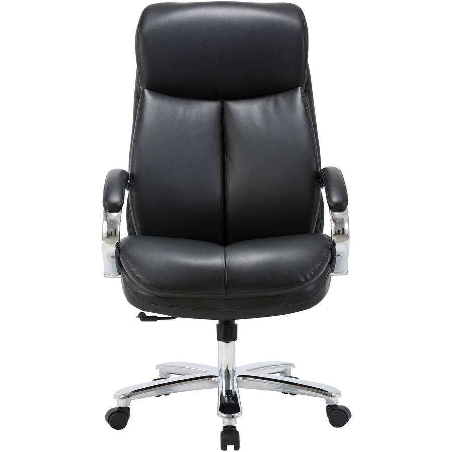 Lorell Big & Tall High-Back Chair - Bonded Leather Seat - Black Bonded Leather Back - High Back - Black - Armrest - 1 Each. Picture 5