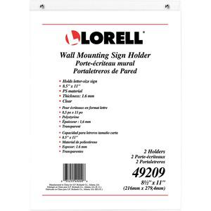 Lorell Wall-Mounted Sign Holders - Support 8.50" x 11" Media - Acrylic - 2 / Pack - Clear. Picture 4