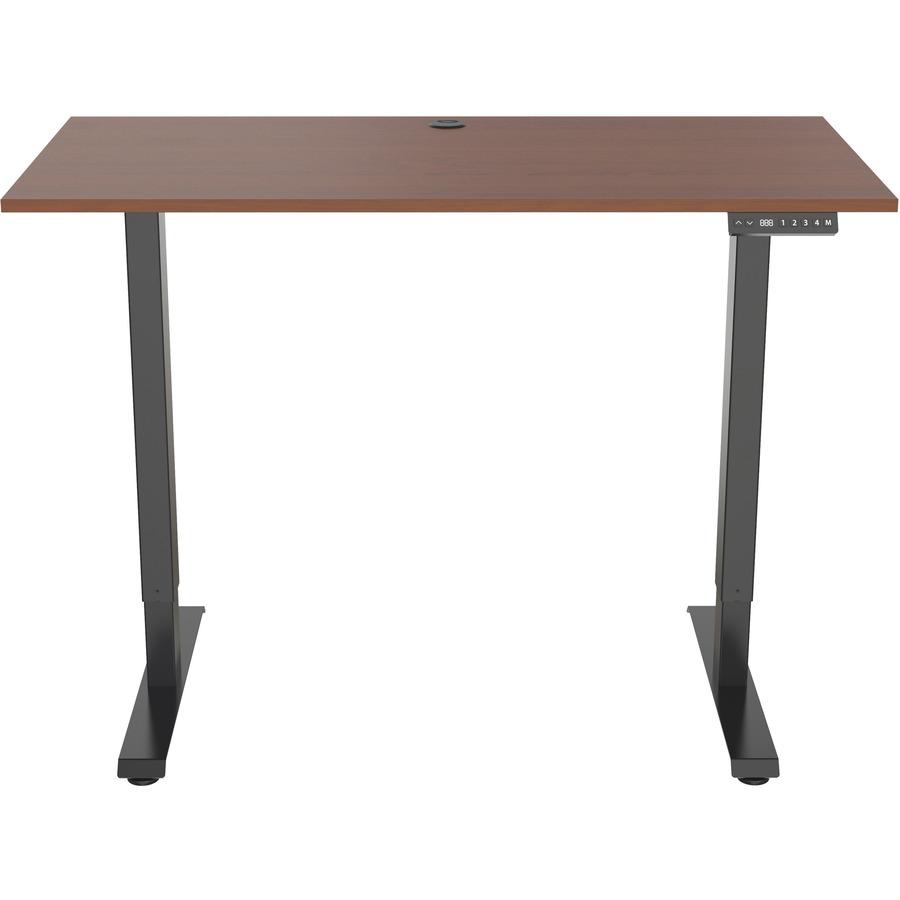 Lorell Height-Adjustable 2-Motor Desk - Dark Walnut Rectangle Top - Black T-shaped Base - 48" Table Top Length x 24" Table Top Width x 0.70" Table Top Thickness - 47.20" Height - Assembly Required - B. Picture 9