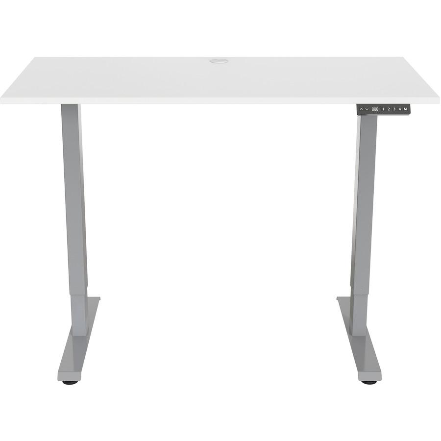 Lorell Height-Adjustable 2-Motor Desk - White Rectangle Top - Gray T-shaped Base - 48" Table Top Length x 24" Table Top Width x 0.70" Table Top Thickness - 47.20" Height - Assembly Required. Picture 8