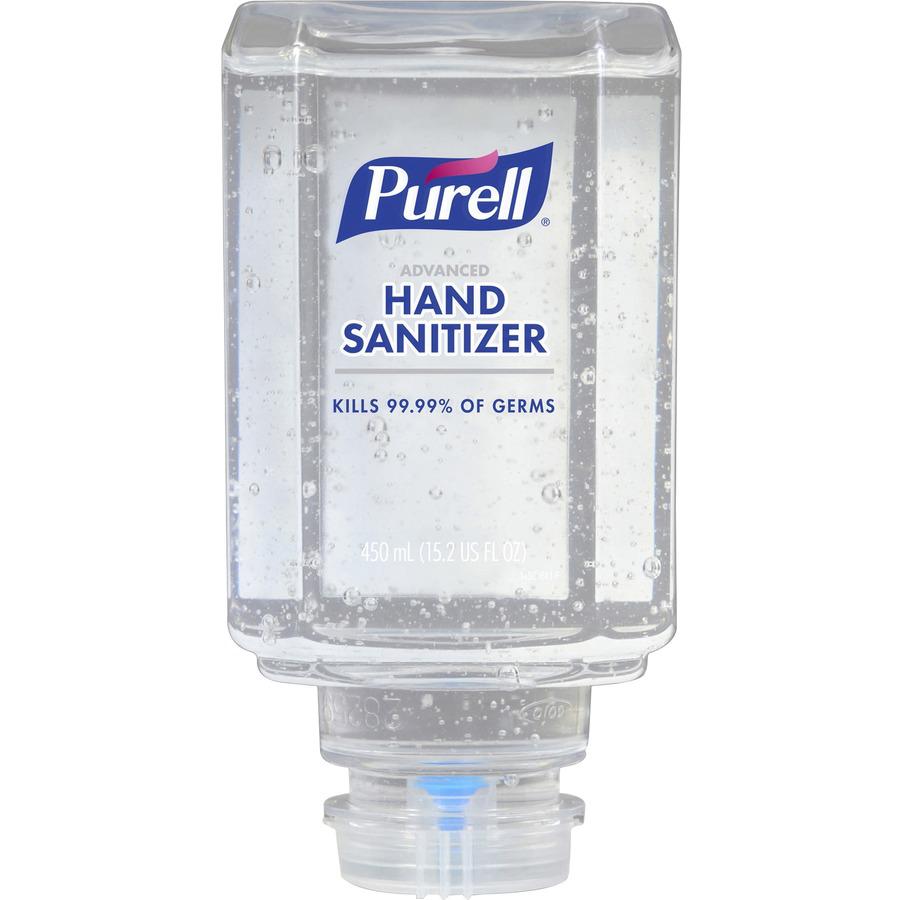 PURELL&reg; Advanced Hand Sanitizer Gel Refill - Clean Scent - 15.2 fl oz (450 mL) - Push Pump Dispenser - Kill Germs - Hand, Skin - Clear - Dye-free, Refillable, Unscented - 6 / Carton. Picture 3