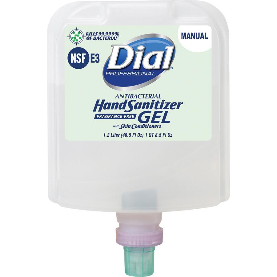 Dial Hand Sanitizer Gel Refill - 40.5 fl oz (1197.7 mL) - Bacteria Remover - Healthcare, Daycare, Office, School, Restaurant - Clear - Dye-free, Fragrance-free - 3 / Carton. Picture 3