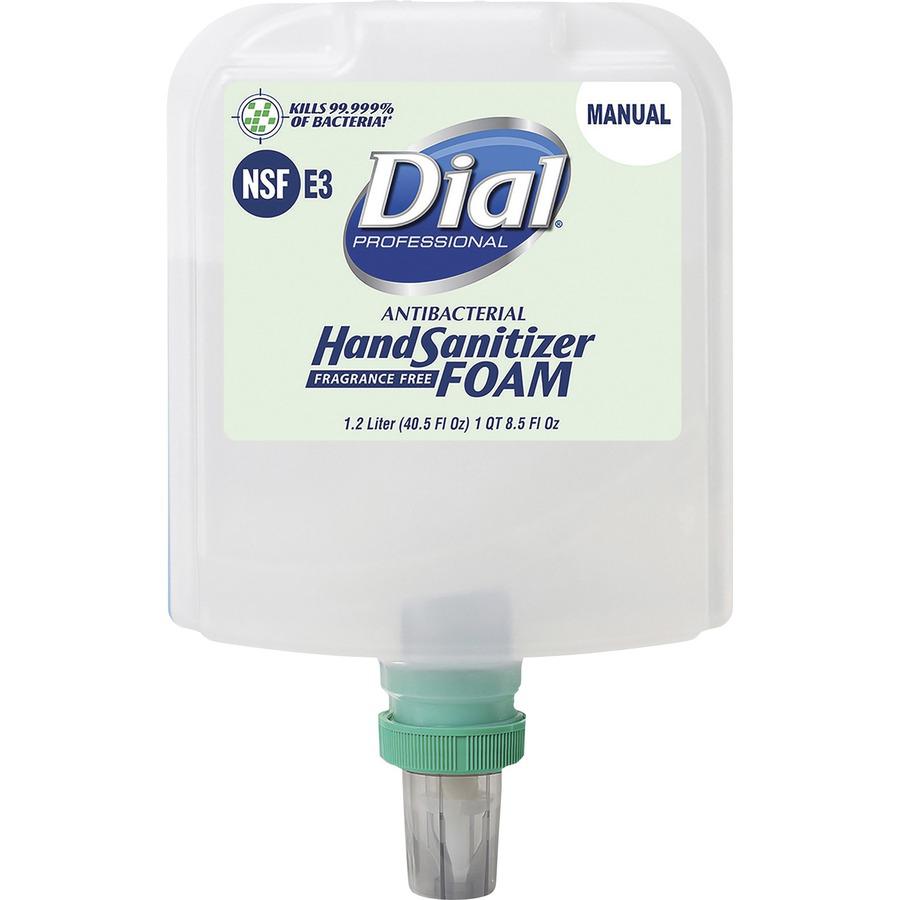 Dial Hand Sanitizer Foam Refill - 40.5 fl oz (1197.7 mL) - Bacteria Remover - Healthcare, Restaurant, School, Office, Daycare - Clear - Dye-free, Fragrance-free - 3 / Carton. Picture 2