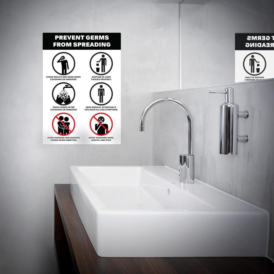 Avery&reg; Surface Safe PREVENT GERMS Wall Decals - 5 / Pack - Prevents Germs from Spreading Print/Message - 7" Width x 10" Height - Rectangular Shape - Water Resistant, Pre-printed, Chemical Resistan. Picture 2