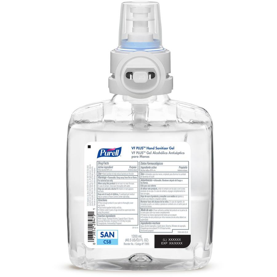 PURELL&reg; VF PLUS Hand Sanitizer Gel Refill - 40.6 fl oz (1200 mL) - Kill Germs, Bacteria Remover - Hand, Restaurant, Cruise Ship - Quick Drying, Fragrance-free, Dye-free, Hygienic - 2 / Carton. Picture 3
