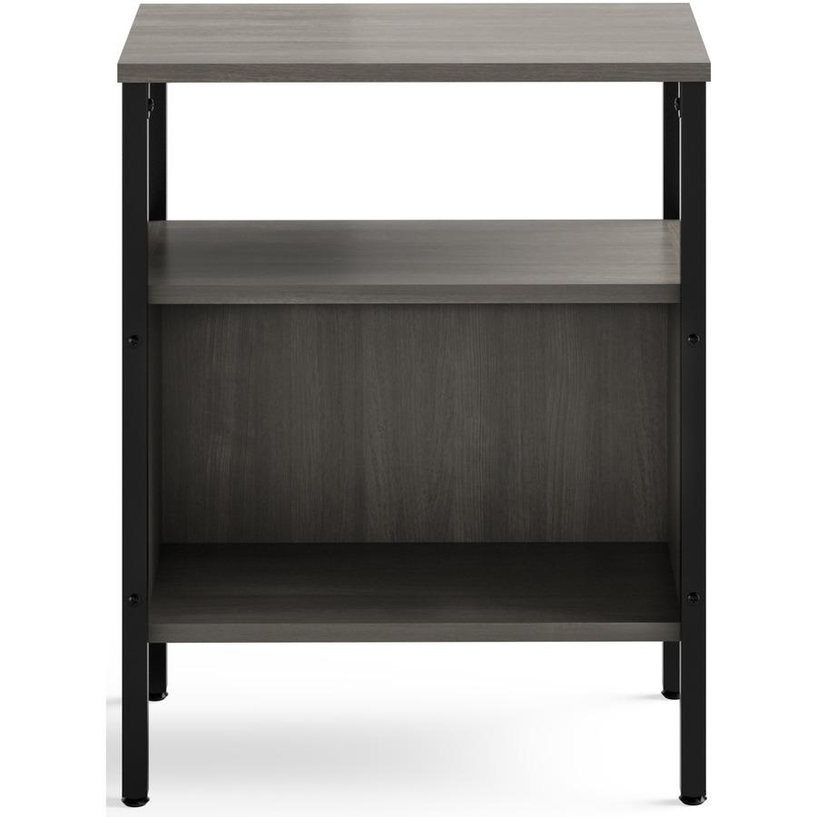 Safco Simple Storage Unit - 23.5" x 14"29.5" , 0.8" Top, 21" x 11"12.8" Shelf, 21"8.3" Top Opening - Material: Steel, Melamine Laminate - Finish: Neowalnut - Laminate Table Top. Picture 3