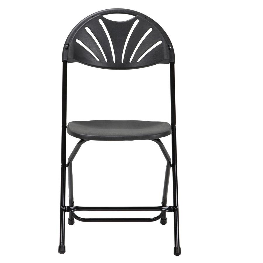 Dorel Zown Premium Fan Back Folding Chair - Black Seat - Black Polyethylene Back - Black Powder Coated Steel Frame - Four-legged Base - 8 / Carton. Picture 4