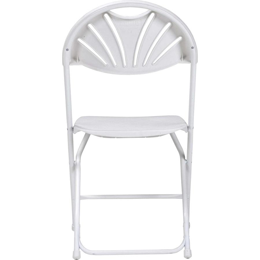 Dorel Zown Premium Fan Back Folding Chair - White Seat - White Polyethylene Back - White Powder Coated Steel Frame - Four-legged Base - 8 / Carton. Picture 4