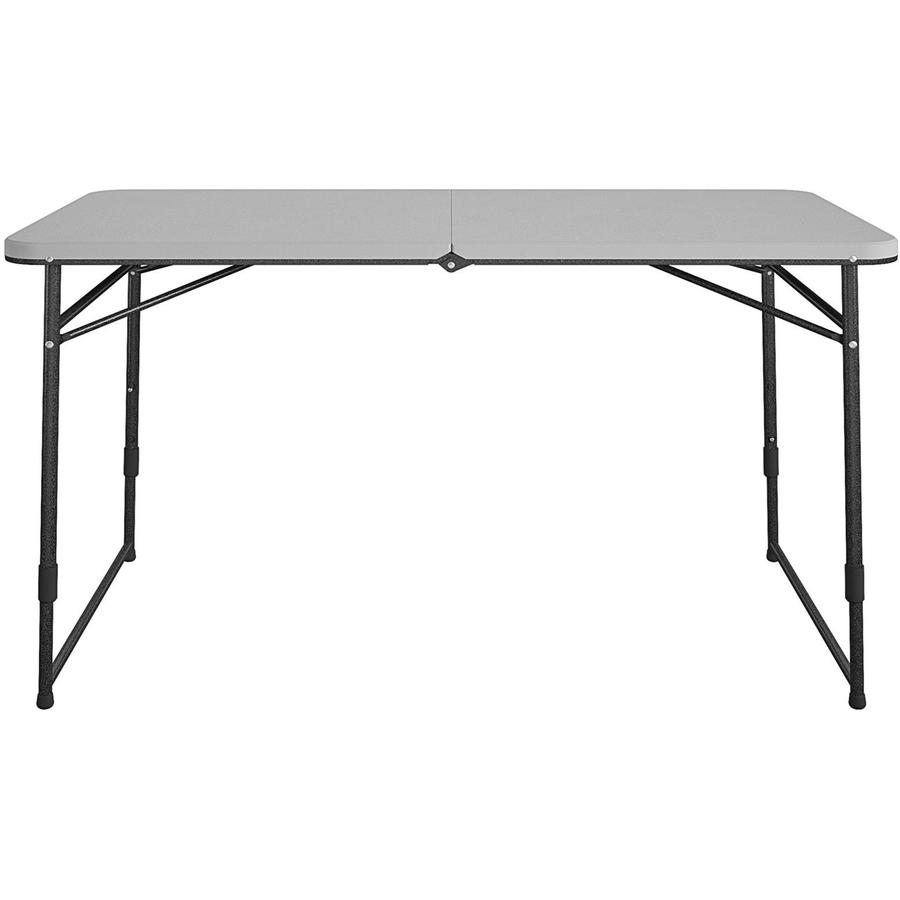 Cosco Fold Portable Indoor/Outdoor Utility Table - 200 lb Capacity - Adjustable Height - 48" Table Top Width x 24" Table Top Depth - 28" Height - Gray - Steel, Resin - 1 Each. Picture 10