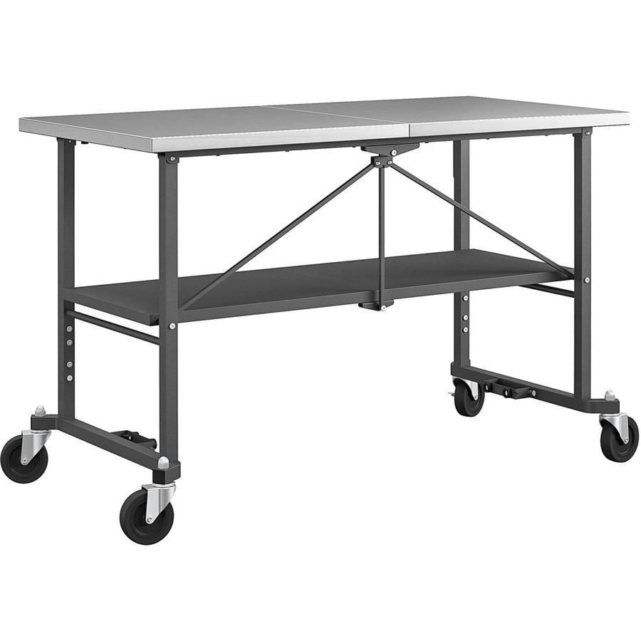 Cosco Commercial SmartFold Portable Workbench - Four Leg Base - 4 Legs - 700 lb Capacity x 52" Table Top Width x 25.50" Table Top Depth - 34.70" Height - Assembly Required - Gray - Stainless Steel - S. Picture 4