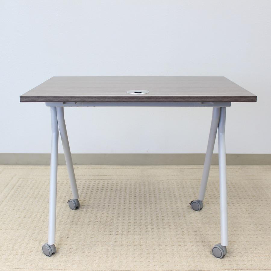Boss Flip Top Training Table - Driftwood Rectangle Top - Four Leg Base - 4 Legs x 36" Table Top Width x 24" Table Top Depth - 29.50" Height - Wood Top Material. Picture 2