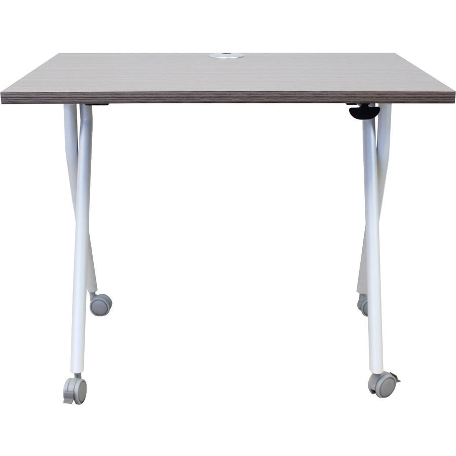 Boss Flip Top Training Table - Driftwood Rectangle Top - Four Leg Base - 4 Legs x 48" Table Top Width x 24" Table Top Depth - 29.50" Height - Wood Top Material. Picture 2