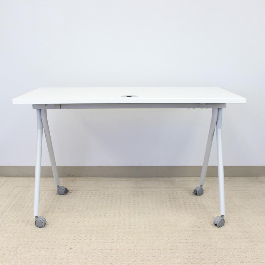 Boss Flip Top Training Table - White Laminate Rectangle Top - Four Leg Base - 4 Legs x 48" Table Top Width x 24" Table Top Depth - 29.50" Height - Wood Top Material. Picture 8
