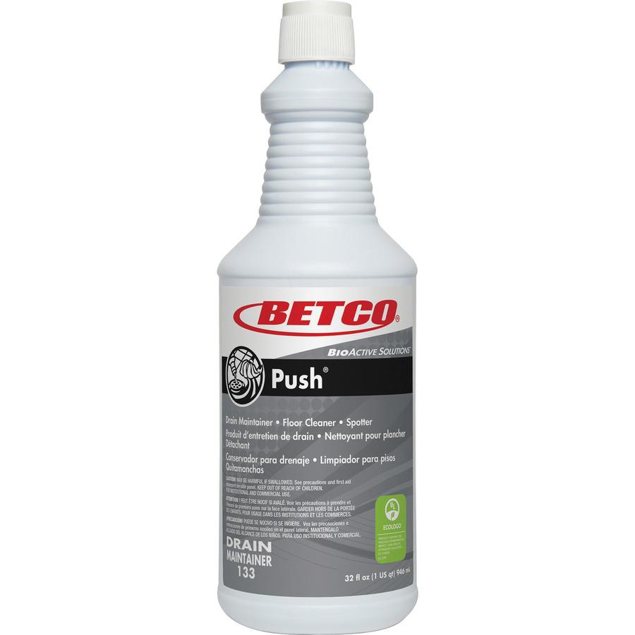 Betco Green Earth Push Enzyme Multi-Purpose Cleaner - 32 fl oz (1 quart) - New Green ScentBottle - 12 / Carton - Non-flammable, Non-corrosive, Caustic-free - Milky White. Picture 3