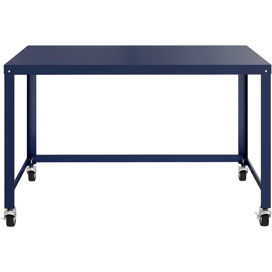 Lorell SOHO Personal Mobile Desk - Rectangle Top - 200 lb Capacity - 48" Table Top Length x 24" Table Top Width - 30" Height - Assembly Required - Navy - Steel - 1 Each. Picture 3