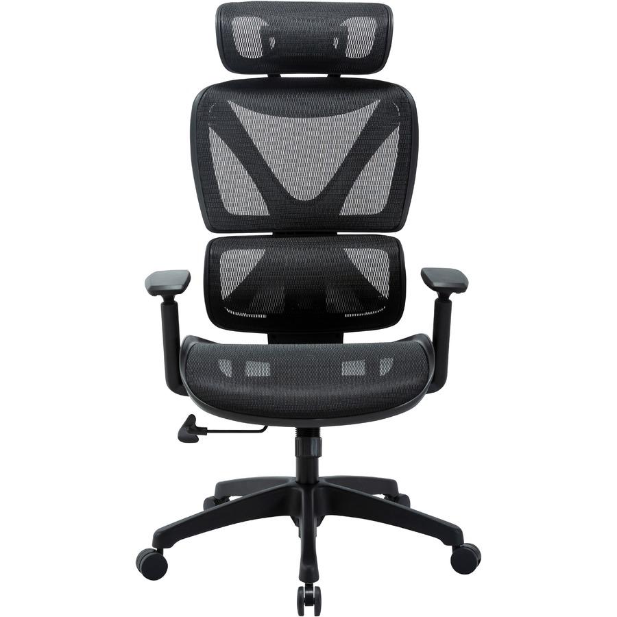 Lorell High-back Mesh Chair - Plastic Frame - High Back - 5-star Base - Black - Armrest - 1 Each. Picture 6