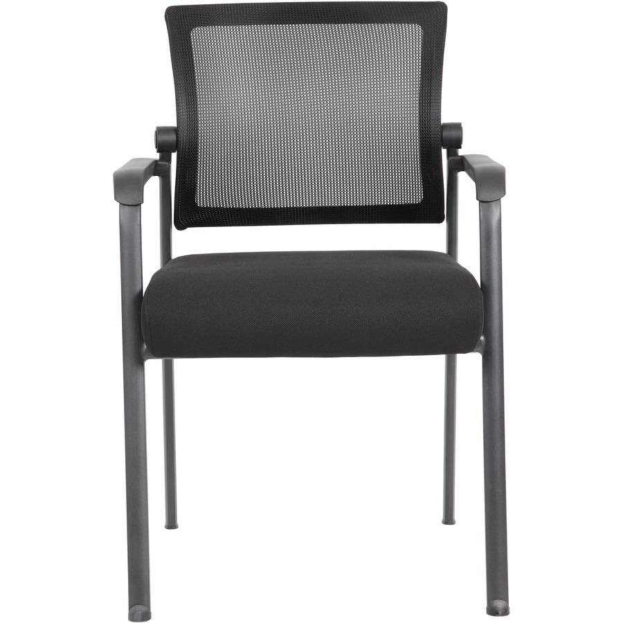 Boss Mesh 4-Legged Guest Chair - Black Seat - Black Mesh Back - Tubular Steel Frame - Four-legged Base - 1 / Carton. Picture 4