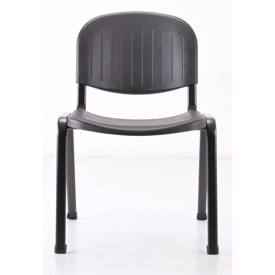 Lorell Low Back Stack Chair - Polypropylene Seat - Polypropylene Back - Low Back - Four-legged Base - Black - 4 / Carton. Picture 7