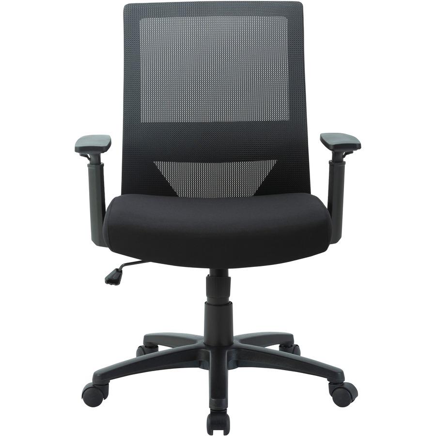Lorell Mid-Back Mesh Task Chair - Fabric Seat - Mid Back - 5-star Base - Black - Armrest - 1 Each. Picture 13