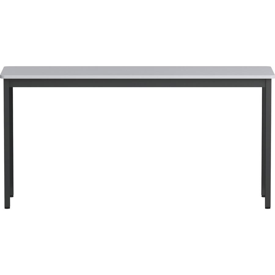 Lorell Utility Table - Gray Rectangle, Laminated Top - Powder Coated Black Base - 500 lb Capacity - 59.88" Table Top Width x 18.13" Table Top Depth - 30" Height - Assembly Required - Melamine Top Mate. Picture 2