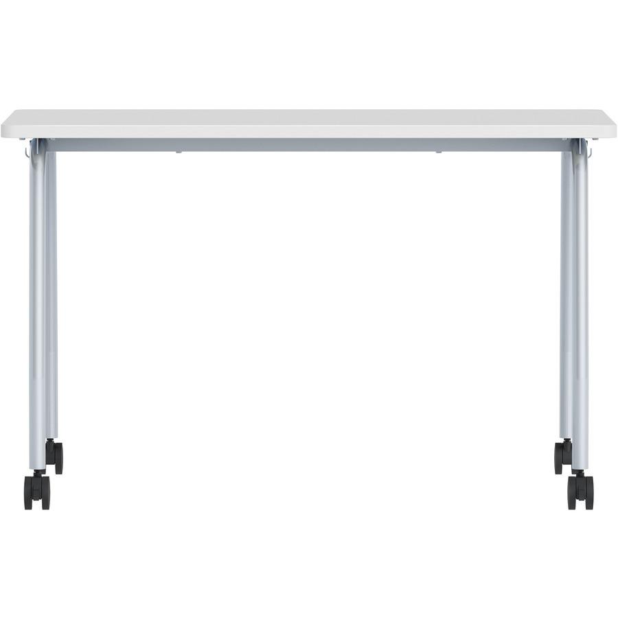 Lorell Training Table - Laminated Top - 300 lb Capacity - 29.50" Table Top Length x 23.63" Table Top Width x 1" Table Top Thickness - 47.25" HeightAssembly Required - Gray - Particleboard Top Material. Picture 5