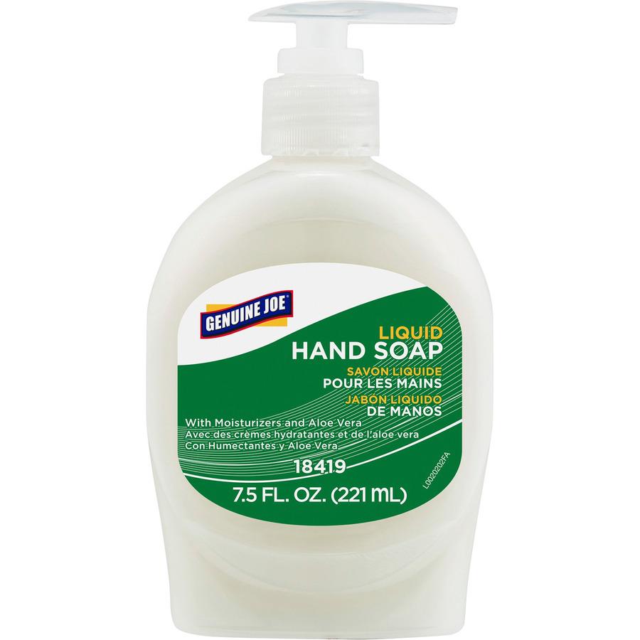 Genuine Joe Lotion Soap - 7.5 fl oz (221.8 mL) - Pump Bottle Dispenser - Hand, Skin - White - Anti-irritant - 12 / Carton. Picture 4