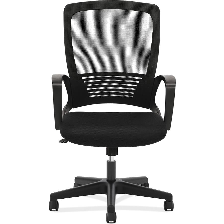 HON Mesh Chair - Fabric Seat - Black Mesh Back - Black Frame - High Back - Black - 1 Each. Picture 3