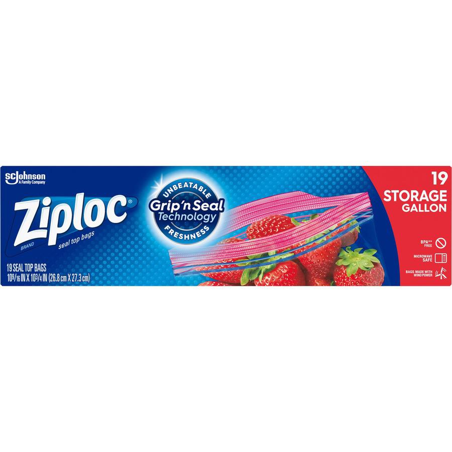 Ziploc&reg; Gallon Storage Bags - 1 gal Capacity - Sliding Closure - 19/Box - Storage, Food, Vegetables, Fruit, Cosmetics, Yarn, Poultry, Meat, Business Card, Map. Picture 3