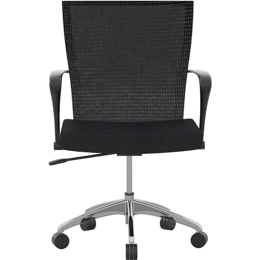 Safco Training Height-Adjustable Task Chair - Fabric, Wood Seat - Steel Frame - High Back - 5-star Base - Black - Armrest - 1 / Box. Picture 2