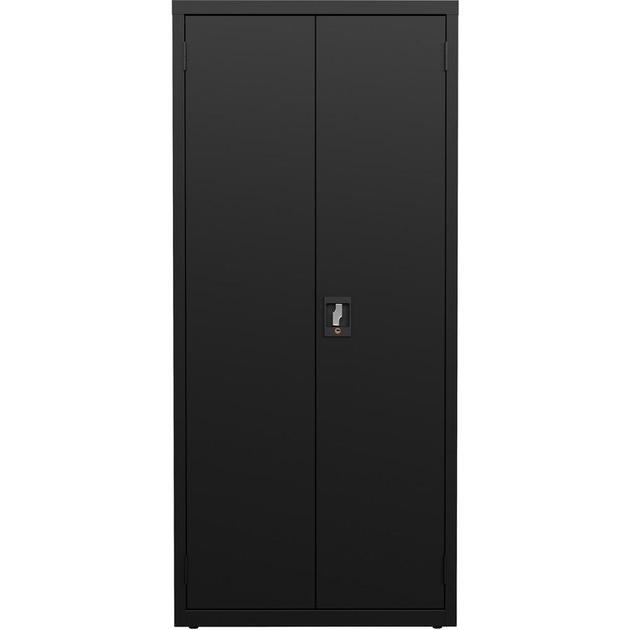 Lorell Slimline Storage Cabinet - 30" x 15" x 66" - 4 x Shelf(ves) - 720 lb Load Capacity - Durable, Welded, Nonporous Surface, Recessed Handle, Removable Lock, Locking System - Black - Baked Enamel -. Picture 7