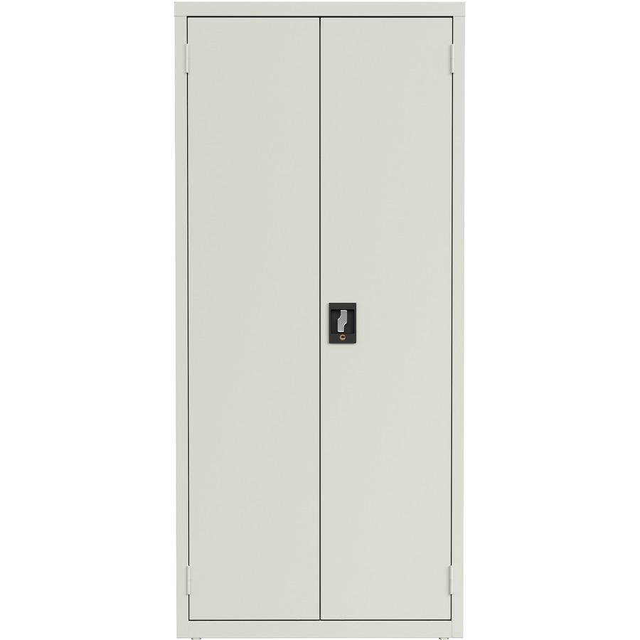 Lorell Fortress Series Slimline Storage Cabinet - 30" x 15" x 66" - 4 x Shelf(ves) - 720 lb Load Capacity - Durable, Welded, Nonporous Surface, Recessed Handle, Removable Lock, Locking System - Light . Picture 2