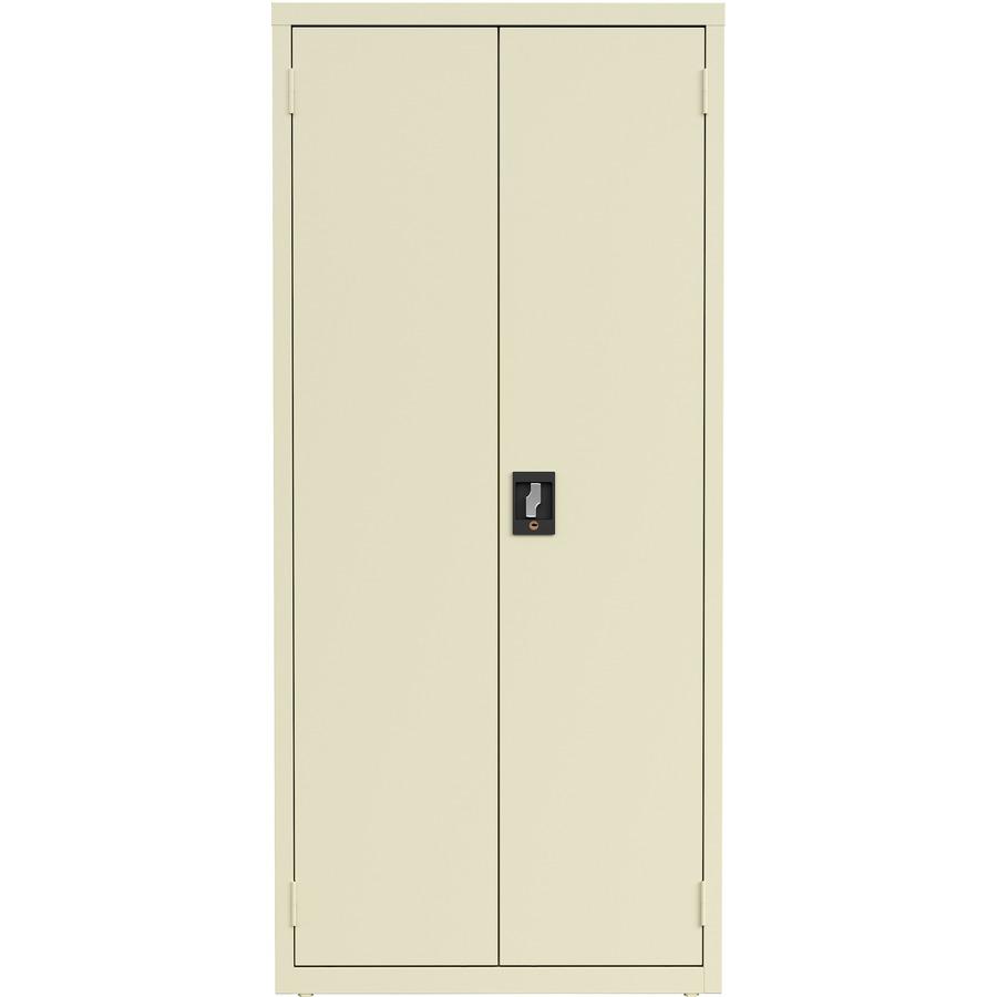 Lorell Fortress Series Slimline Storage Cabinet - 30" x 15" x 66" - 4 x Shelf(ves) - 720 lb Load Capacity - Durable, Welded, Nonporous Surface, Recessed Handle, Removable Lock, Locking System - Putty . Picture 10