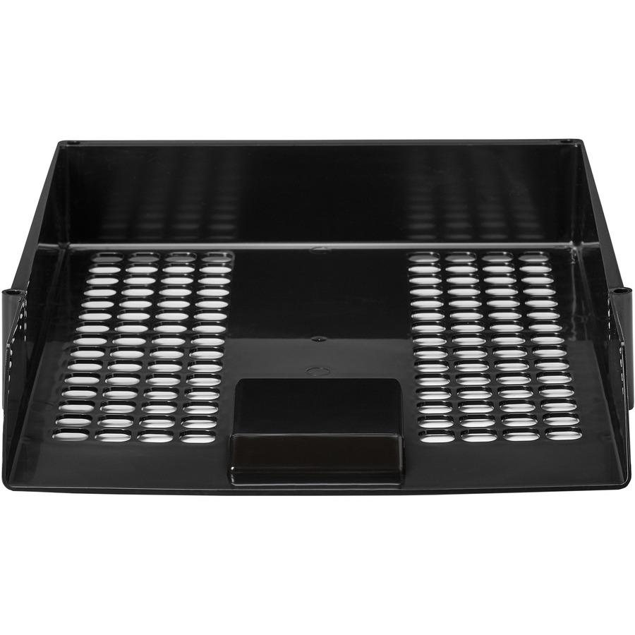 Deflecto AntiMicrobial Industrial Front-Load Tray - 2.4" Height x 10.8" Width x 13.8" DepthDesktop - Antimicrobial, Lightweight, Mildew Resistant, Front Loading - Black - Polystyrene. Picture 4