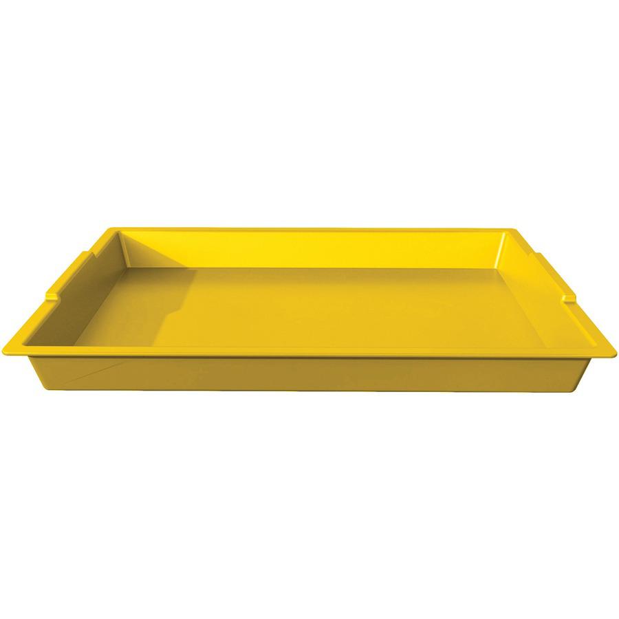 Deflecto Antimicrobial Finger Paint Tray - Painting - 1.83"Height x 16.04"Width x 12.07"Depth - Yellow - Polypropylene, Plastic. Picture 4