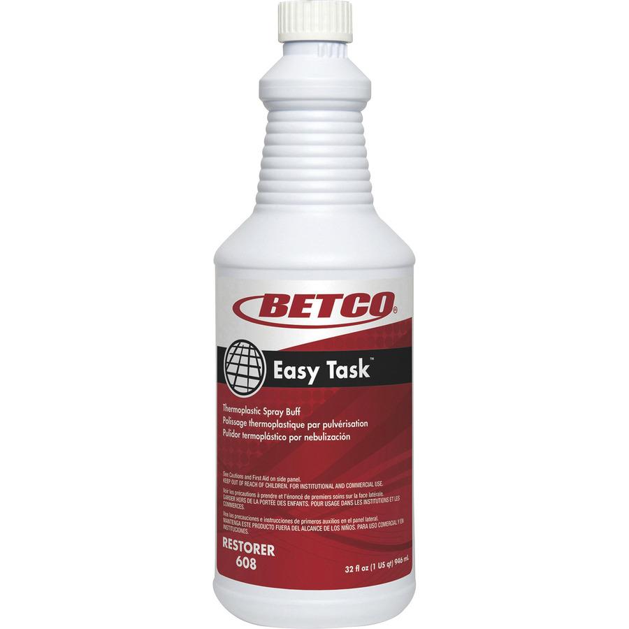Betco Easy Task Thermoplastic Spray Buff - Ready-To-Use Spray - 32 fl oz (1 quart) - Clean Bouquet Scent - 12 / Carton - Green. Picture 3