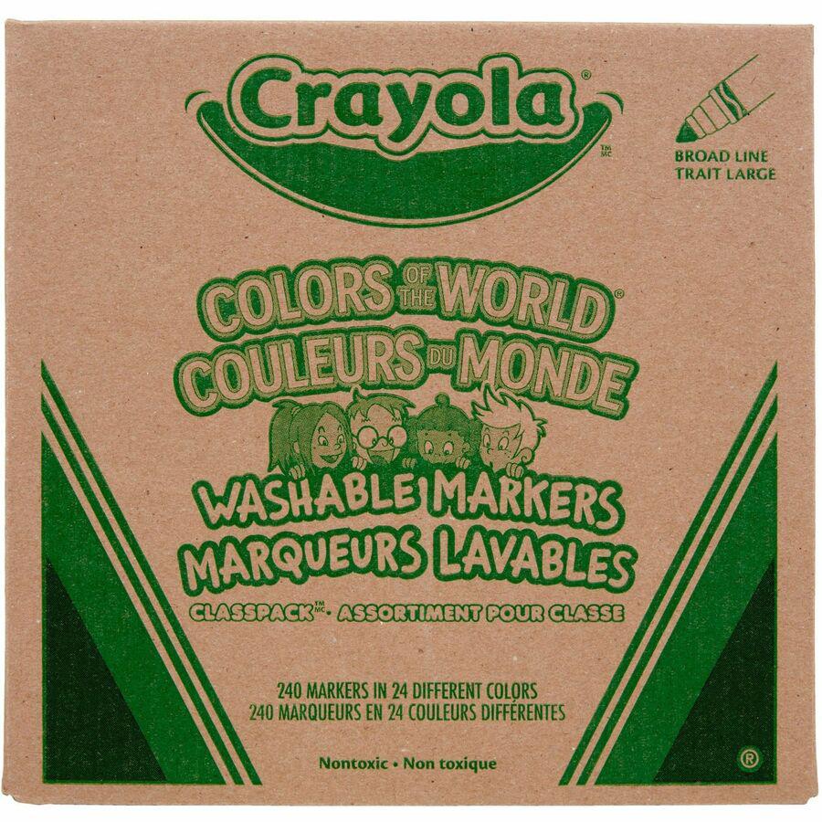 Crayola Multicultural Colors Washable Markers - Broad Marker Point - Assorted, Almond, Gold, Rose - 240 / Pack. Picture 14